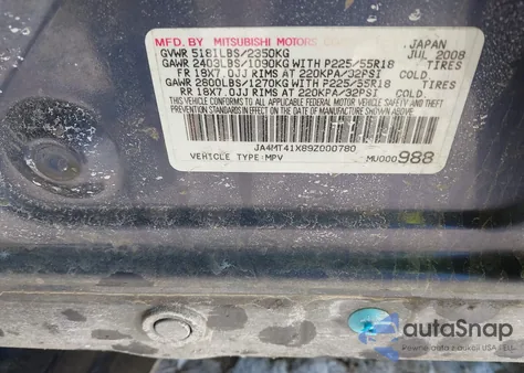 2009 Mitsubishi Outlander Xls z USA, uszkodzony, nr VIN JA4MT41X89Z000780